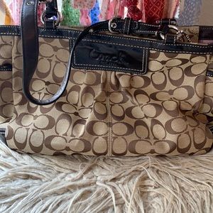 Brown and tan coach handbag
